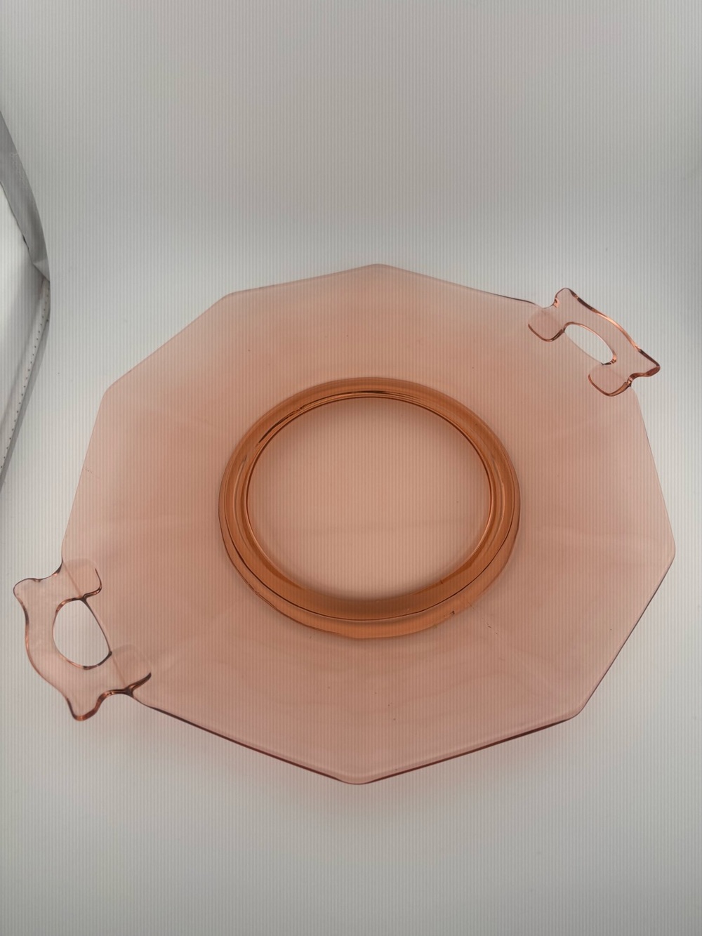 Pink Depression Glass Octagonal Serving Plate by Imperial Glass - apx 12”